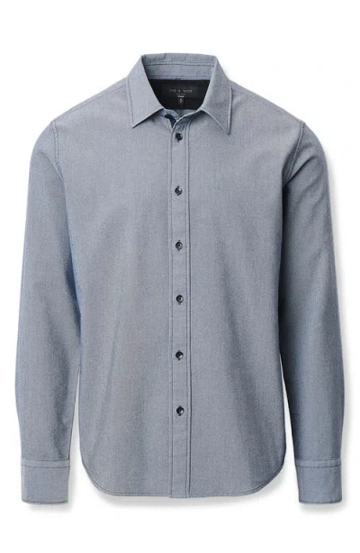 Rag & Bone Tomlin Stretch Dobby Button Front Shirt In Blue