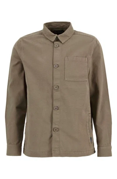 Barbour Washed Button-up Overshirt In Brown