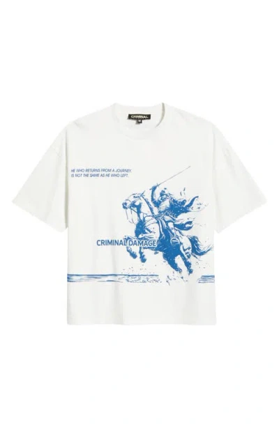 Criminal Damage Samurai Graphic T-shirt In White