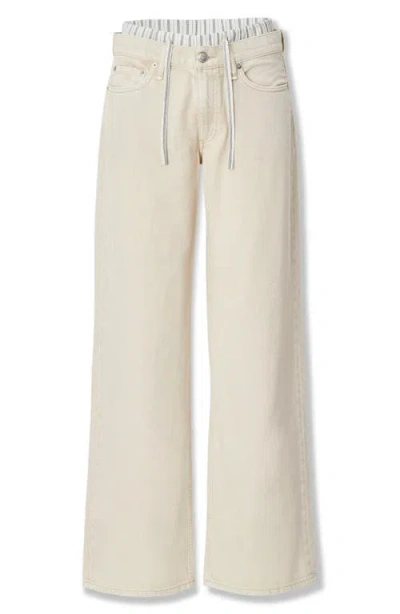 Rag & Bone Featherweight Saige Low Rise Full Boxer Straight Jeans In White
