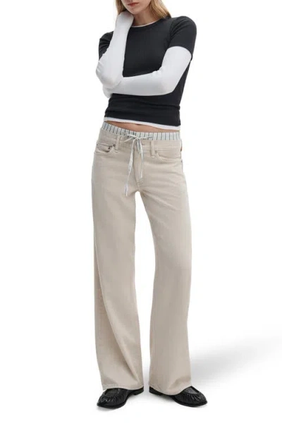 Rag & Bone Featherweight Saige Low Rise Full Boxer Straight Jeans In White