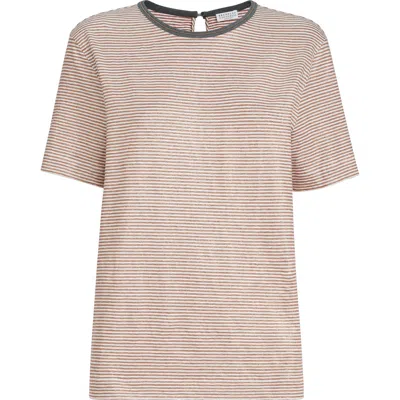 Brunello Cucinelli Striped-pattern T-shirt In Multi