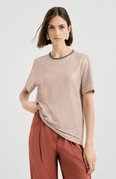 Brunello Cucinelli Striped-pattern T-shirt In Multi