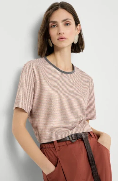 Brunello Cucinelli Striped-pattern T-shirt In Multi