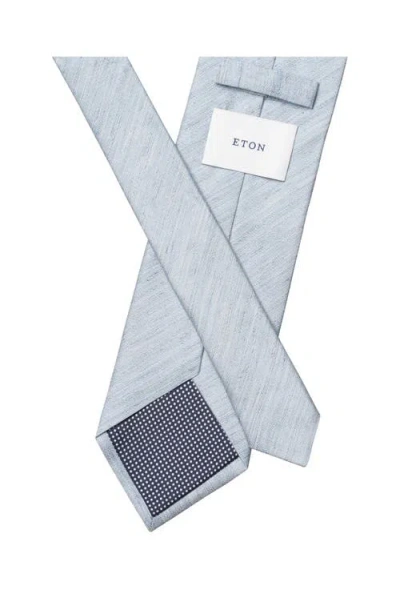 Eton Light Blue Solid Linen & Silk Tie In Pattern