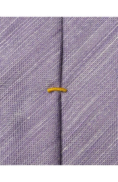 Eton Mid Purple Solid Linen & Silk Tie In Pattern