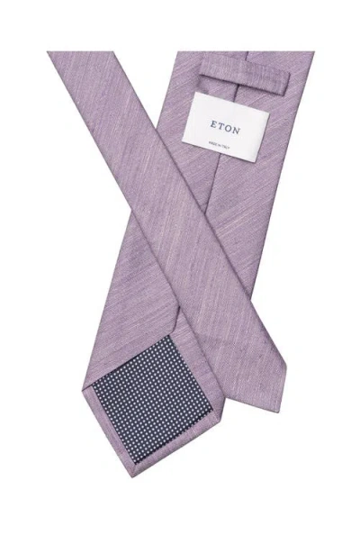 Eton Mid Purple Solid Linen & Silk Tie In Pattern