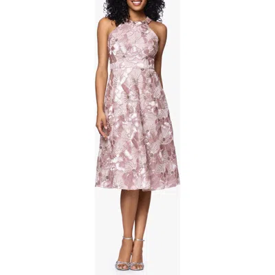 Betsy & Adam Soutache Sequin Sleeveless Cocktail Dress In Pink