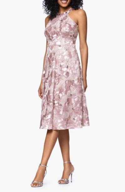 Betsy & Adam Soutache Sequin Sleeveless Cocktail Dress In Pink
