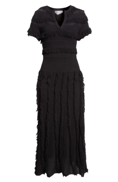 Max Mara Sleeveless Geometric-print Jersey Midi Dress In Black