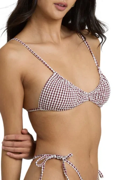 Billabong Teagan Wave Check Bralette Bikini Top In Red