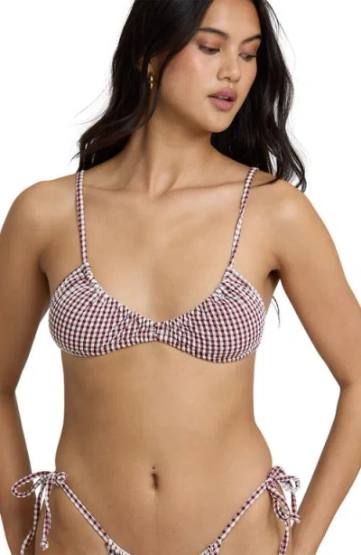 Billabong Teagan Wave Check Bralette Bikini Top In Red