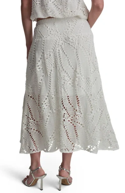 Dkny Crochet Leaf Midi Skirt In Gray