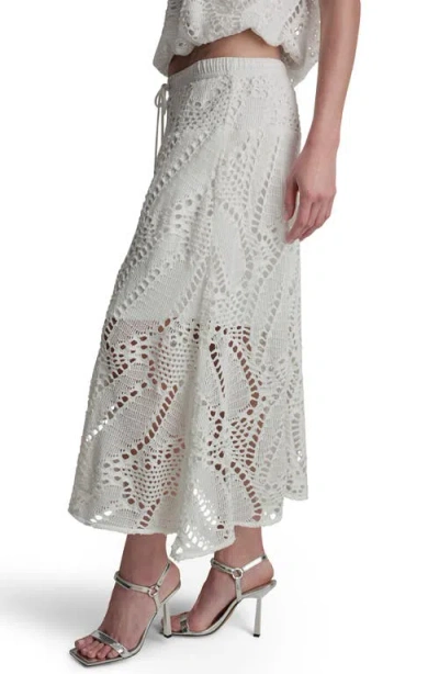 Dkny Crochet Leaf Midi Skirt In Gray