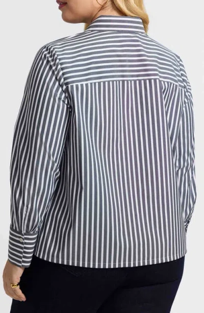 Foxcroft Bella Stripe Popover Top In Multi