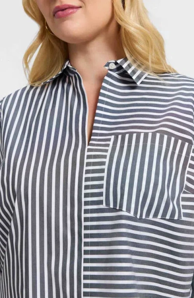 Foxcroft Bella Stripe Popover Top In Multi