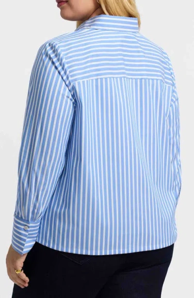 Foxcroft Bella Stripe Popover Top In Blue