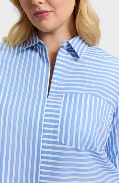 Foxcroft Bella Stripe Popover Top In Blue