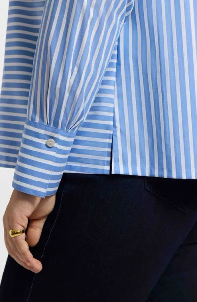 Foxcroft Bella Stripe Popover Top In Blue