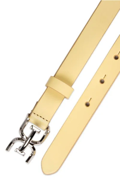 Sam Edelman Double E Logo Slim Leather Belt In Purple