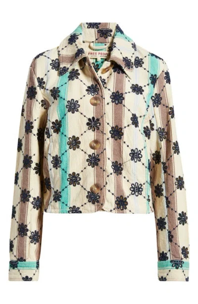 Free People Cassie Mod Stripe Eyelet Cotton Jacket In Neutral