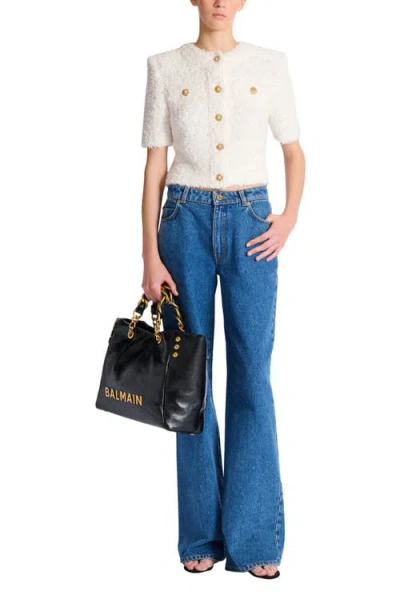 Balmain Cardigan Tweed Plumetis Sweaters And Cardigans White In White