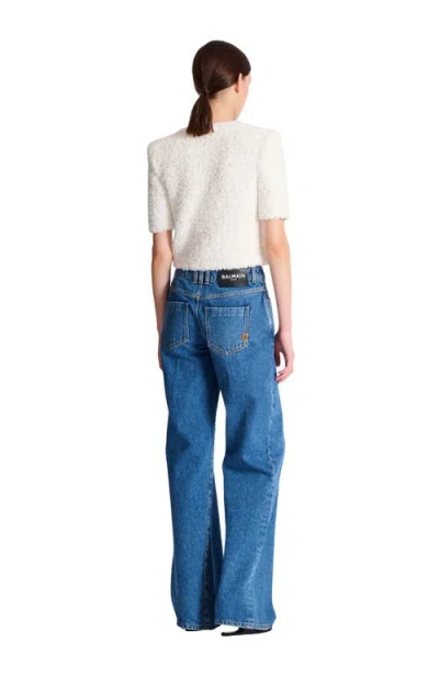 Balmain Cardigan Tweed Plumetis Sweaters And Cardigans White In White