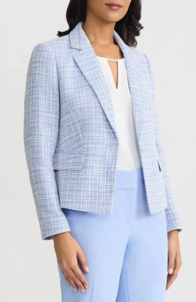 Kasper One-button Tweed Jacket In Blue