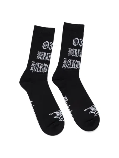 032c Logo-print Socks In Black