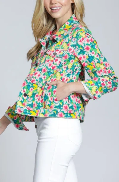 Apny Print Denim Jacket In Multi