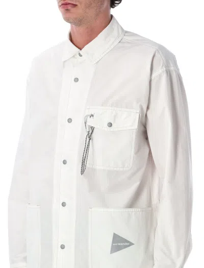 And Wander Technical Shirt Jacket In White