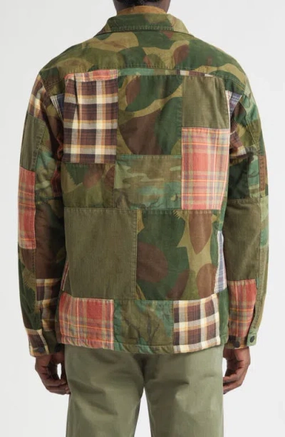 Double Rl Padded Patchwork Overshirt In Multi