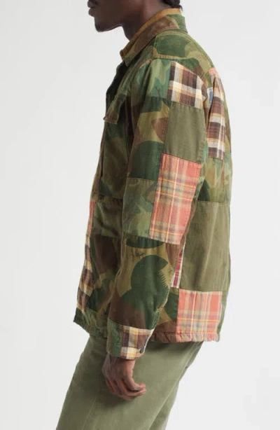 Double Rl Padded Patchwork Overshirt In Multi