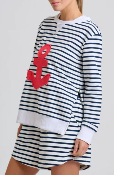 Shirty Zipside Nautical Anchor Sweatshirt In Multi