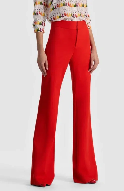 Alice And Olivia Deanna High-waisted Bootcut Trousers In Red