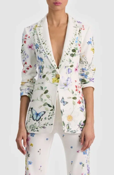 Alice And Olivia Breann Long Fitted Blazer In White