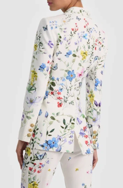 Alice And Olivia Breann Long Fitted Blazer In White