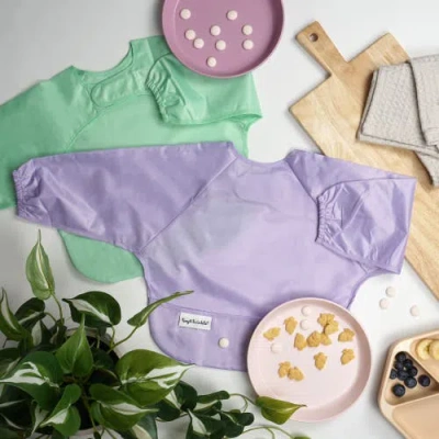 Tiny Twinkle Mess-proof/waterproof 2-pack Long-sleeve Bib In Green