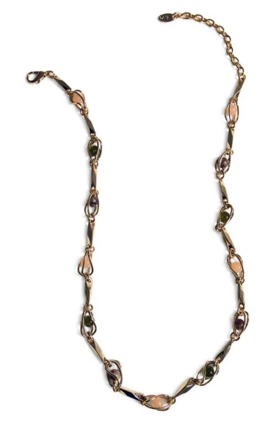 Mango Mixed Beads Necklace In Orange