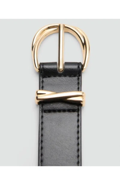 Mango Oval Buckle Belt In Black
