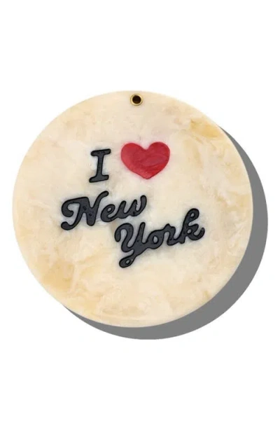 Solar Eclipse Hand Painted New York Compact Mirror In Brown