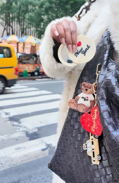 Solar Eclipse Hand Painted New York Compact Mirror In Brown