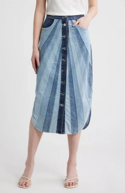 Love The Label Apolline Denim Midi Skirt In Blue