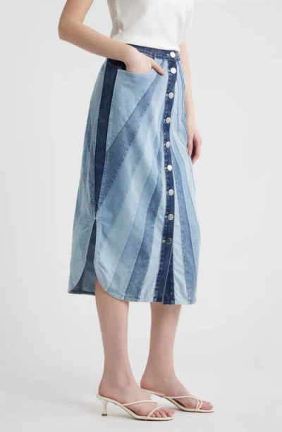 Love The Label Apolline Denim Midi Skirt In Blue