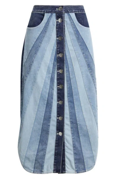 Love The Label Apolline Denim Midi Skirt In Blue