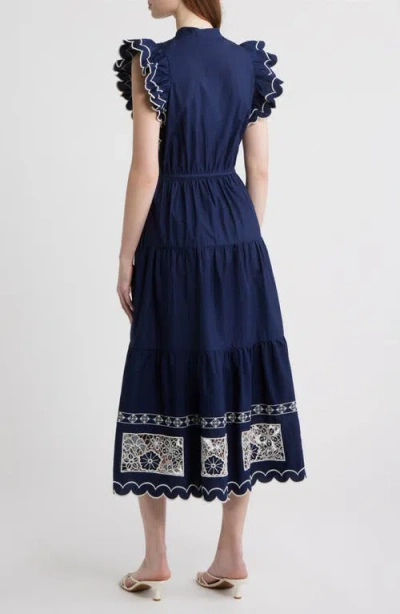 Love The Label Romy Embroidered Midi Dress In Blue