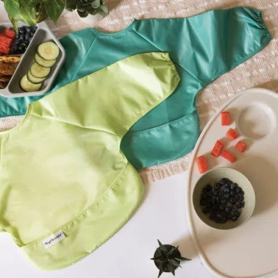 Tiny Twinkle Mess-proof/waterproof 2-pack Long-sleeve Bib In Green