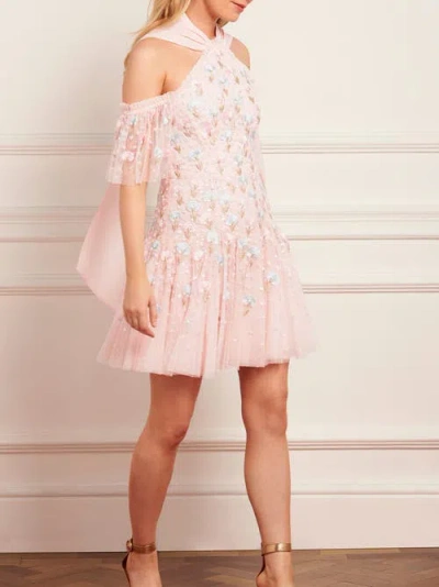 Needle & Thread Dandelion Ditsy Halter-neck Micro Mini Dress In Pink