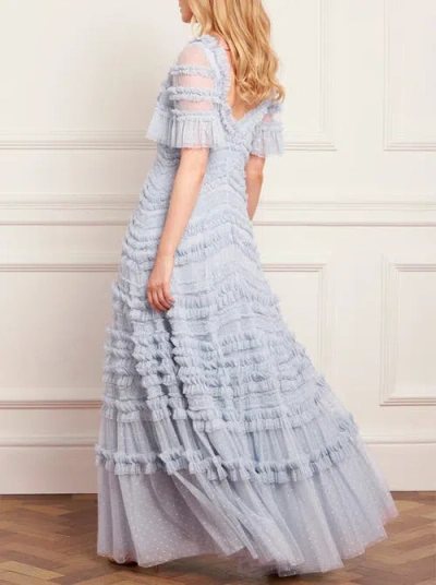 Needle & Thread Amara Ruffle Gown In Blue