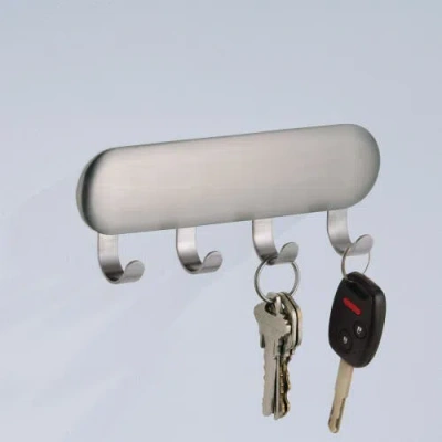 Idesign Self-adhesive Key Rack With 4 Hooks In Silver